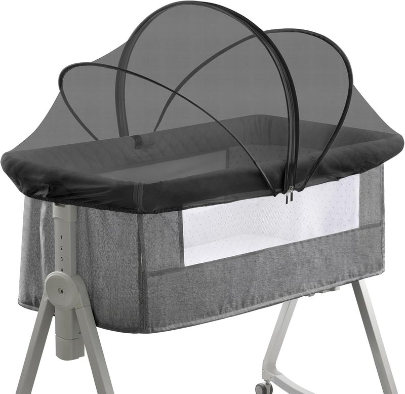 jiangcha Bassinet Cover for Cats - Mosquito Net Cover for Bassinet Bedside Sleeper Travel Crib to Keep Cats Out - Breathable Baby Mosquito Net with 2-Way Zipper (Black-Small) - Image 1